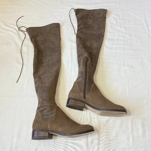 Sole Society Shoes - Sole Society Ravena Over-the-Knee Boots - Mushroom Flocked - Size 7.5